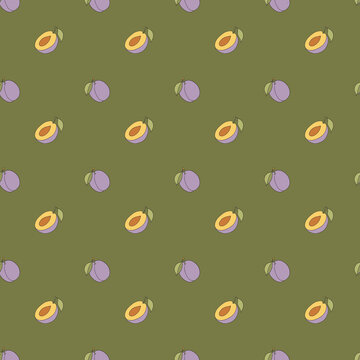 Seamless pattern with plums
