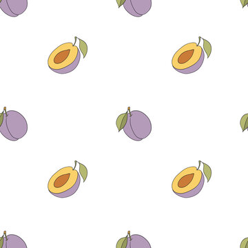 Seamless pattern with plums