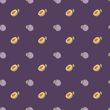 Seamless pattern with plums