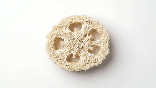 Natural organic loofah sponge slice on white background