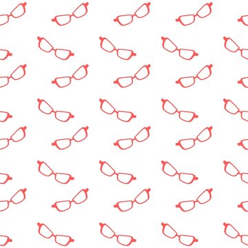 Cute eyeglasses seamless pattern. Repeating sunglasses pattern background. Eyeglasses doodle background. Sunglasses summer background
