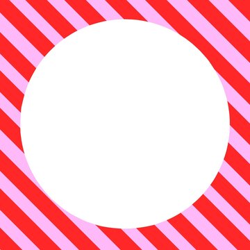 Circle Frame on red diagonal stripe background. Abstract red diagonal striped background with round frame. Abstract stripe template