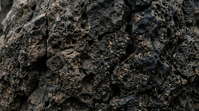 Dark Volcanic Rock Texture Close-up