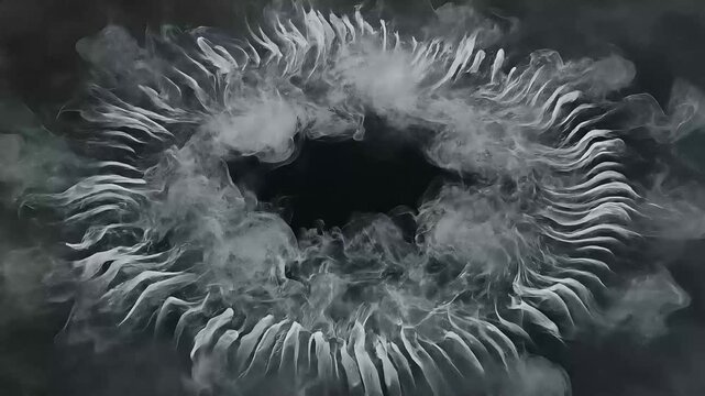 Atmospheric smoke frame video clip with swirling mist on black background