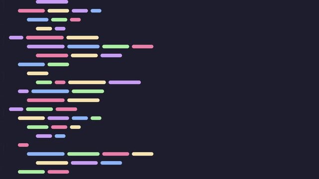 Pause effect on a screen showing colorful lines of computer code