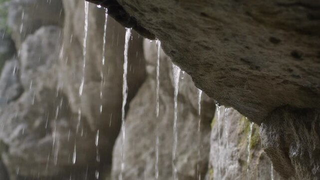 Water dripping from the rocky ceiling at Sumela Monastery Trabzon