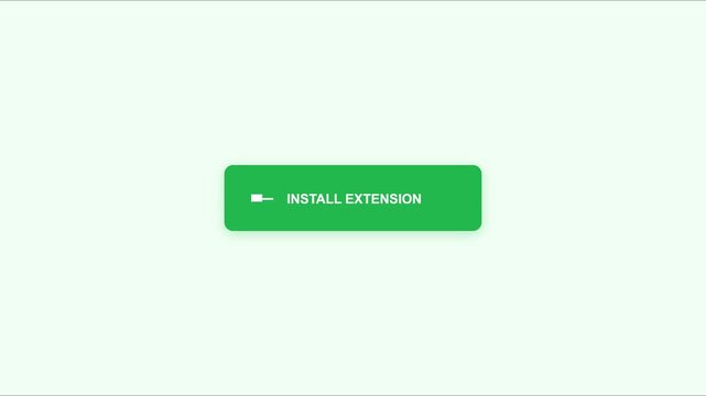 Install extension button click animation on website interface for software download and browser plugin setup 4k