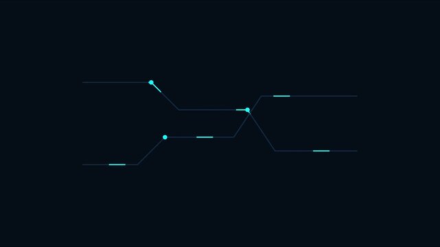 Minimalist digital circuit hud interface animation with glowing data flow lines 4k technology