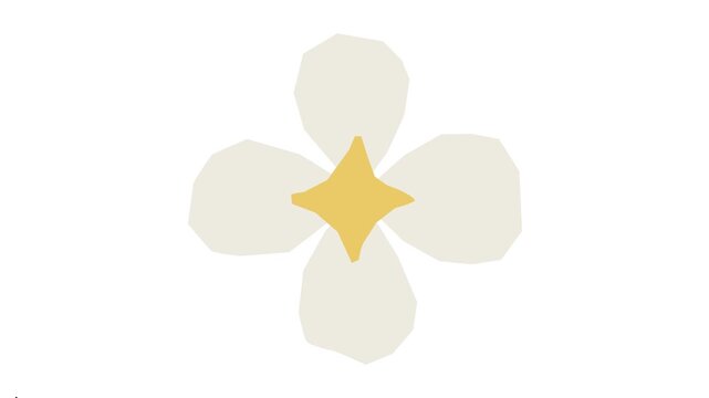 A charming minimalist illustration of a delicate four-petal flower with a glowing yellow center, perfect for serene branding and natural design themes