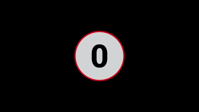 5 second countdown timer with bold number display and transparent alpha background, ideal for videos, presentations, games, and motion graphics. 4K horizontal.
