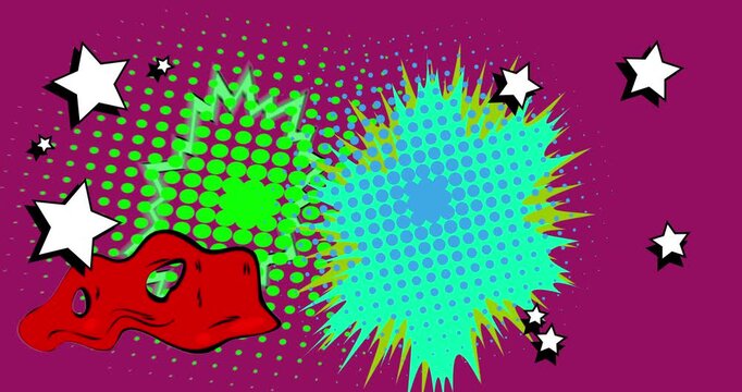 Cartoon background animation, comic book backdrop video. Retro comics pop art design.