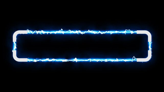 Lower third title modern glowing neon electrict animation banner for overlay with alpha channel. Perfect for video editing, news, presentations, interviews, and social media.