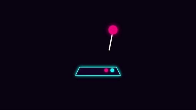 Neon retro arcade joystick controller animation, minimalist gaming for digital interface, cyberpunk style motion 4k