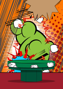 Comic Book Product podium stage for mockup presentation. Retro comics background.