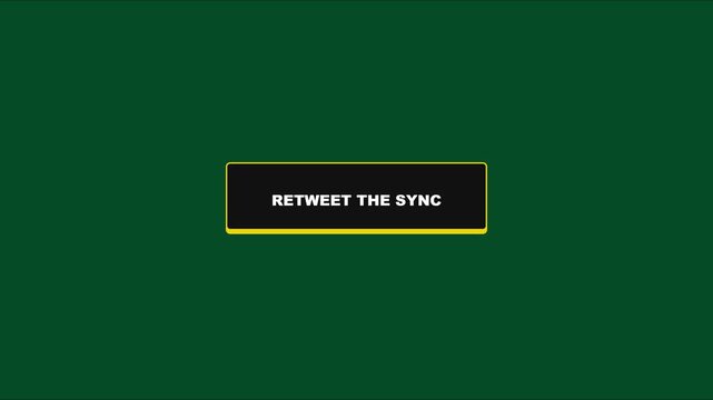Retweet the sync text button animation on green 4k background, for social media, marketing and digital, communication projects