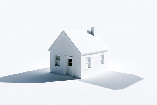 3D Render of a Modern House Model, Residential Architecture and Real Estate Property Concept Isolated on White Background:::