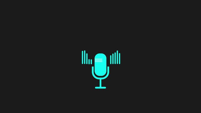 voice recording and podcast mic microphone button icon 4 k animation...