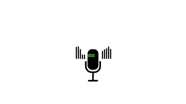 voice recording and podcast mic microphone button icon 4 k animation...