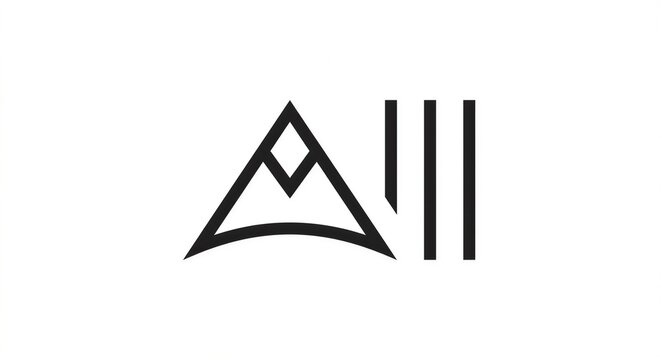 Minimalist mountain triangle logo with vertical line accents