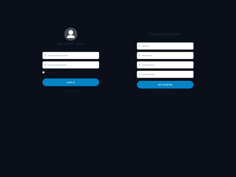 Login and registration form UI design for mobile application or website interface.