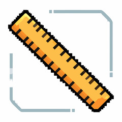 Fototapeta premium Yellow Pixel Art Ruler Icon for School Stationery and Education Design