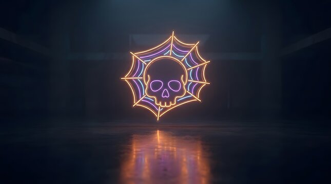 This captivating digital artwork showcases a mesmerizing glowing geometric structure resembling a futuristic portal or a complex illuminated web evoking a sense of mystery