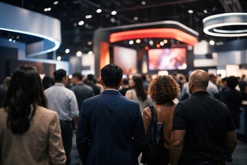 Fototapeta premium Crowd attending modern business conference.
