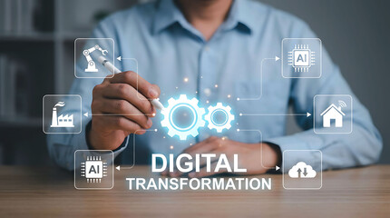 Obraz premium Digital transformation technology automation business process innovation concept
