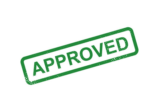 Green approved stamp with checkmark isolated on transparent background