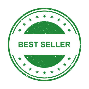 Green best seller badge with white text and green border isolated on transparent background