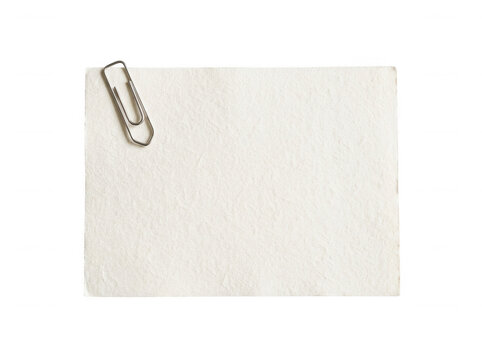 Small textured note with paperclip isolated on transparent background