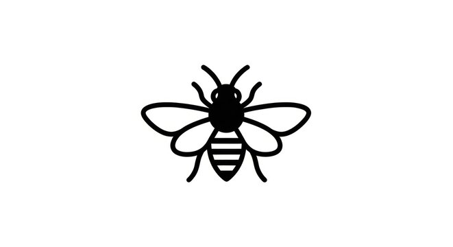 Black and white bee icon graphic.