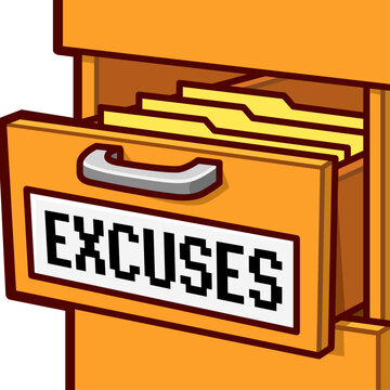 Excuses filing drawer emote illustration