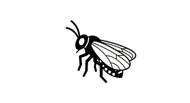 Black and white illustration of bee.