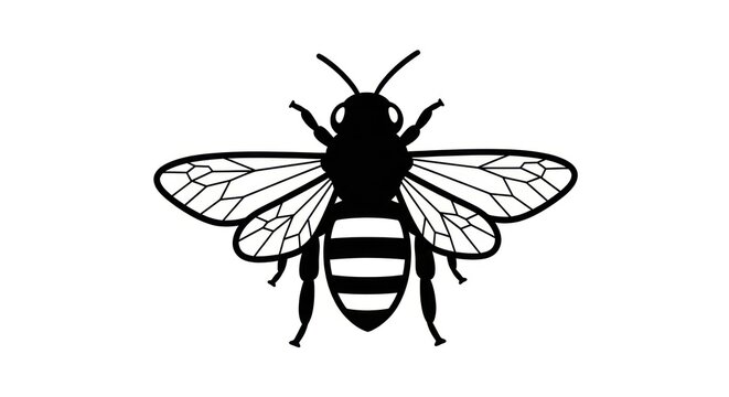 Black silhouette of a bee insect.