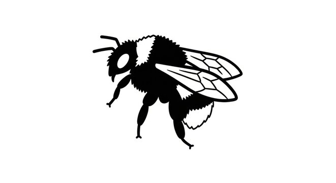 Black silhouette of a flying bee.
