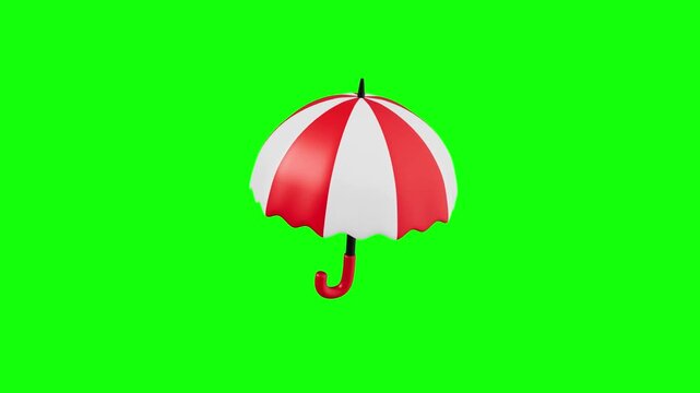 Umbrella 3D animated on green screen background
