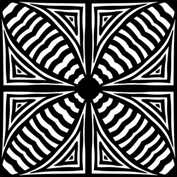 Abstract black and white geometric tile pattern