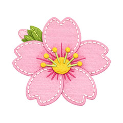 Naklejka premium PNG Delicate embroidered cherry blossom illustration.