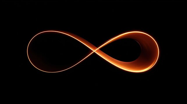 mathematical. Minimalist infinity symbol line glowing on dark background. wellbeing guides, coaching materials, designed for mental health education and mindfulness programs.