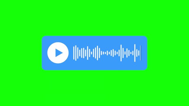 Animated Voice Message Audio Waveform Widget Green Screen.