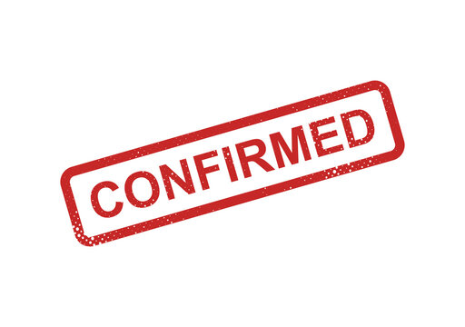 Red confirmed stamp on white background isolated on transparent background