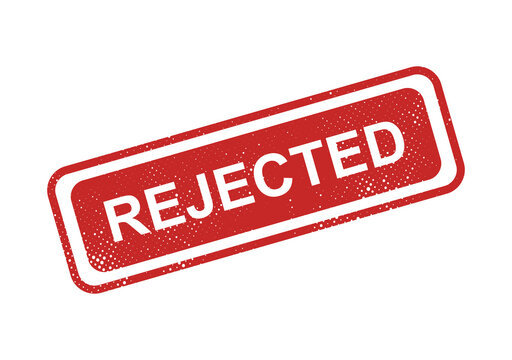 Red rejected stamp on white background isolated on transparent background