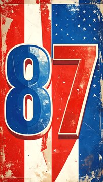 Vintage American Flag Style Number 87 Graphic Illustration.