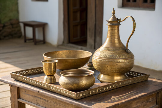 Traditional Bengali Brass and Bell Metal Utensils with Heritage Handcrafted Design