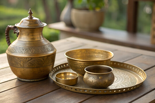 Traditional Bengali Brass and Bell Metal Utensils with Heritage Handcrafted Design