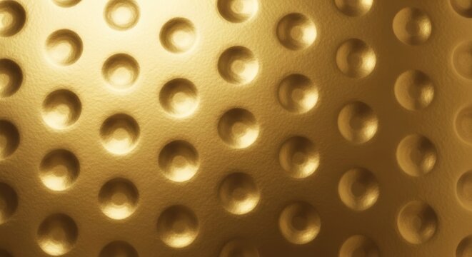 Macro view of a hammered gold sheet with a rhythmic quilted pattern and warm metallic texture