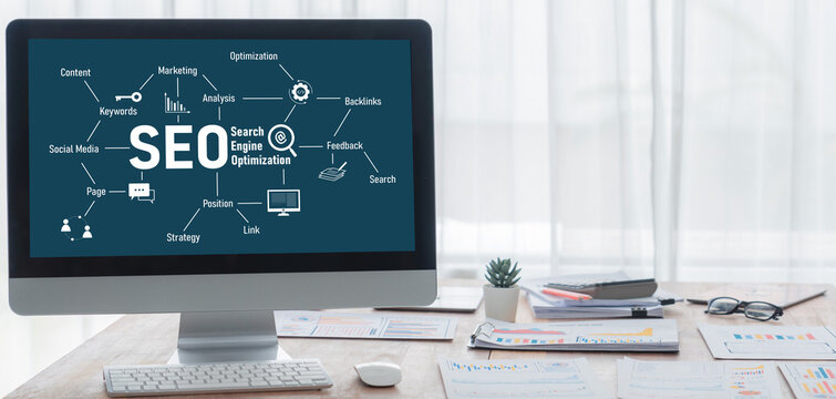 SEO search engine optimization for brisk e-commerce and online retail business showing on computer screen