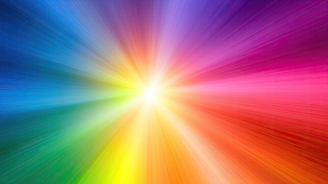 Vibrant spectrum of light exploding outwards from a central bright core