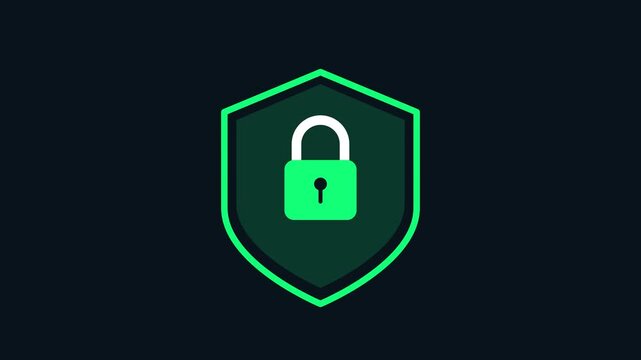 Cyber security shield animation with padlock symbol for data protection and digital privacy concepts 4k